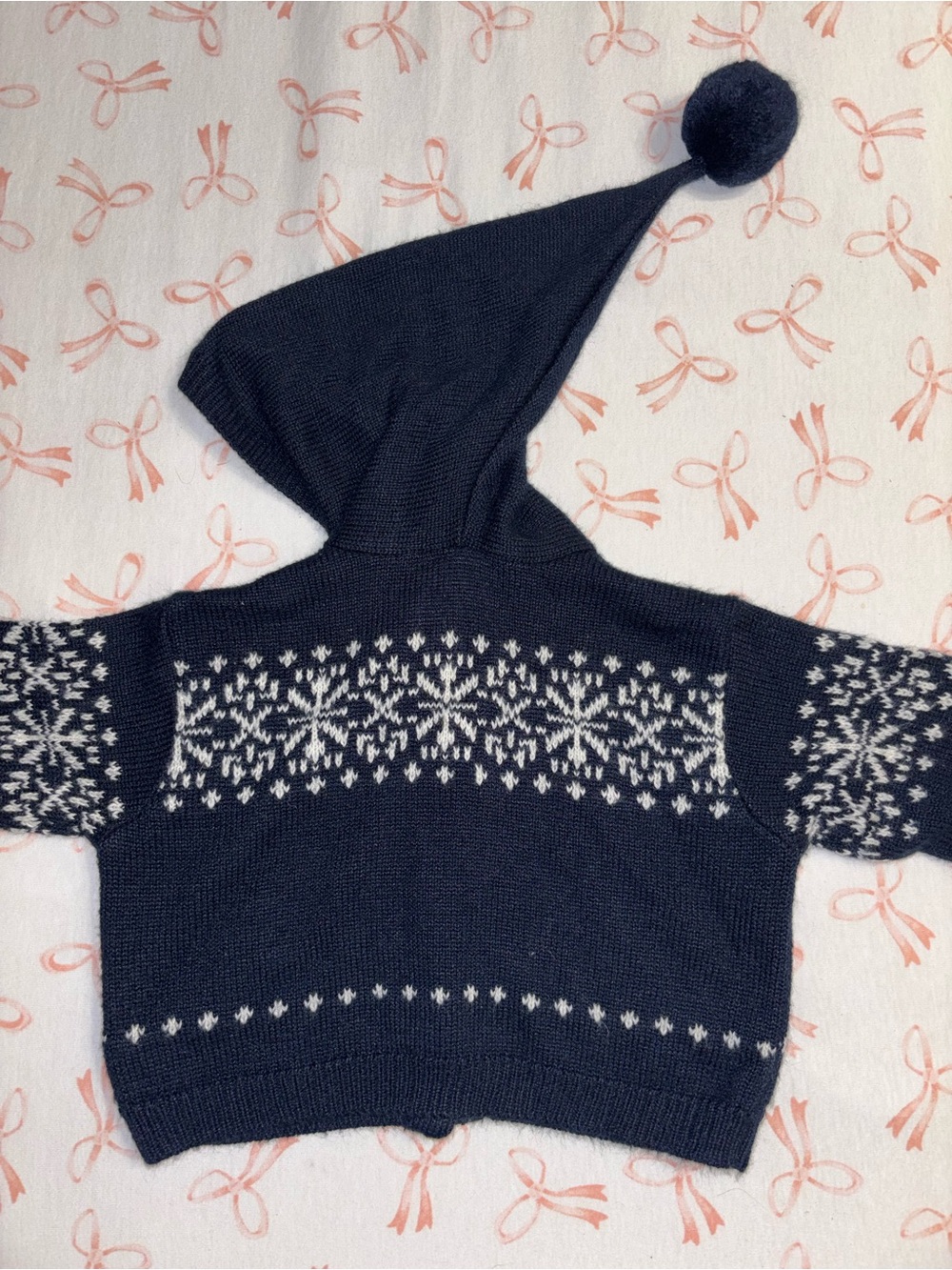 Vintage Kids Navy Knit Hooded Cardigan with Winnie the Pooh Embroidery 12M - Picture 6 of 6